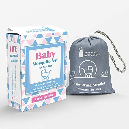 Baby Mosquito Net for Stroller, Carrier & Bassinet  Elastic Drawstring for Snug Fit Netting - Infant Bug Net for Jogger, Car Seat & Pack N Play  1000 Mesh Toddler Canopy & Gift Packaging
