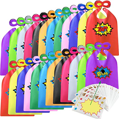 Superhero Capes and Masks for Kids Boys Girls 24 sets with Stickers Decoration for Super hero themed Birthday Party or Class Activity2