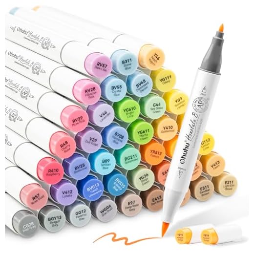 Ohuhu Rotuladores de graffiti, 48 rotuladores de graffiti de colores de doble punta (pincel y punta fina) rotuladores para artistas artistas artistas ilustrativos ilustrativos ilustrativos de adultos