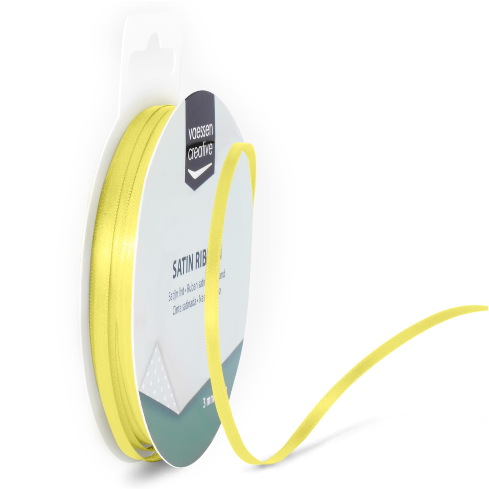 Vaessen Creative Satin Ribbon, 3mm x 10m, Elegant Shine for Card Making, Scrapbooks, Gift Wrapping and Other Craft Projects Pastel Yellow