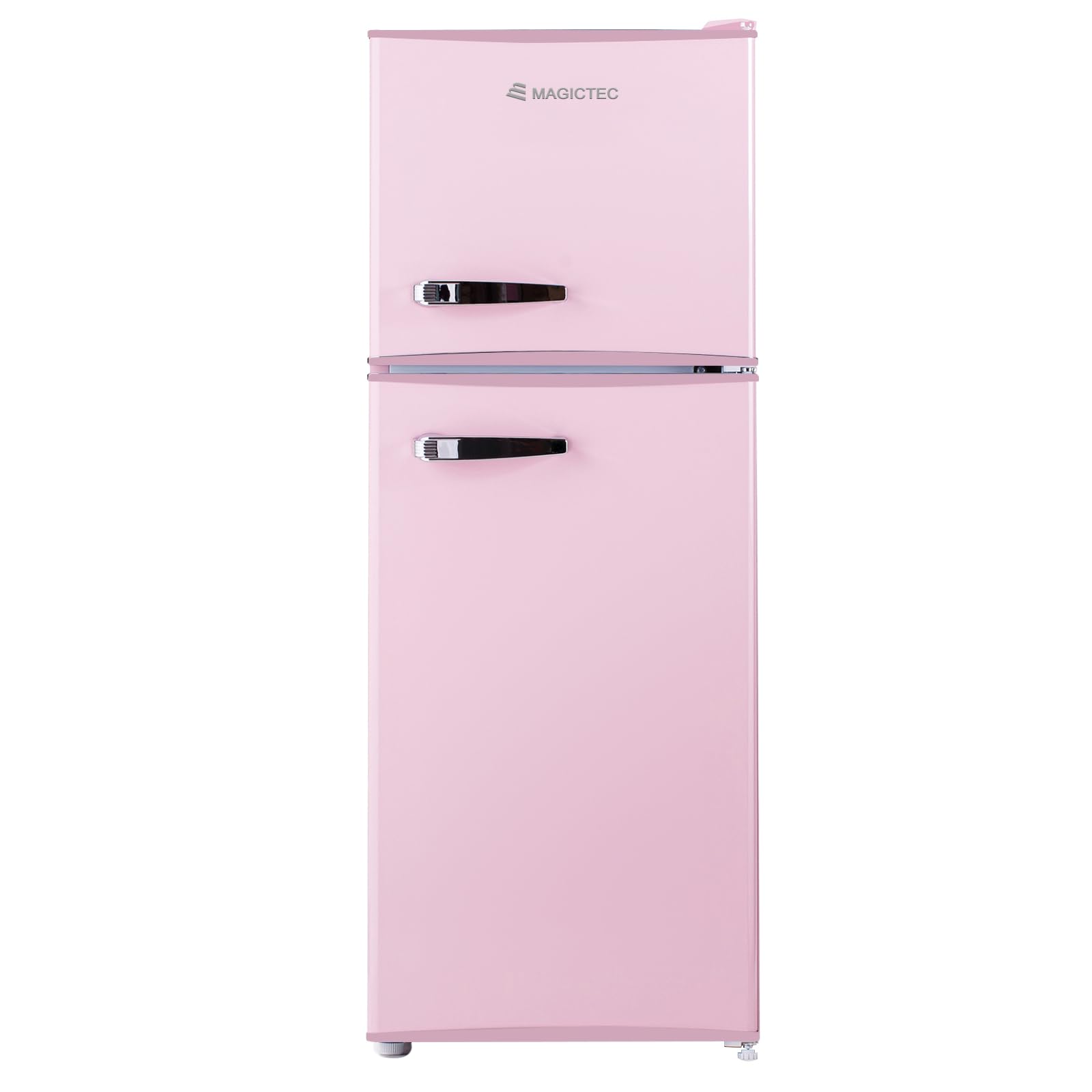 magictec Frigorífico retro con congelador | 120 l (88 l/32 l) | Low Frost | Combinación frigorífico-congelador | Diseño vintage | Iluminación LED | Rosa
