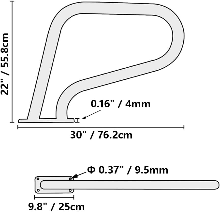 A-KARCK Inground Pool Handrail 30 x 22 Inch, 304 Stainless Steel Swimming Pool Hand Rail : Patio, Lawn & Garden