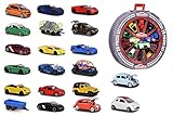 Caja de 20 vehículos de metal con la escala 1/64ème, formado de los coches de majorette colecciones Street Car, SOS, Racing, y ficción.Partes abatibles para algunos modelos.Para niños a partir de 3 años.