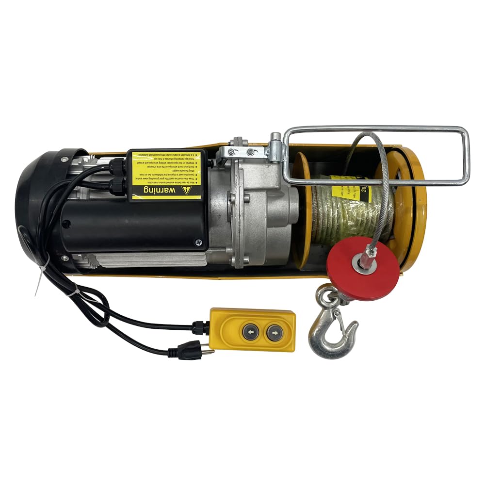 HQHAOTWU Electric Hoist 2000lbs Portable Electric Winch Lift Hoist Electric Wire Rope Hoist for Garage Workshop Crane Lifting 220V 1.8KW