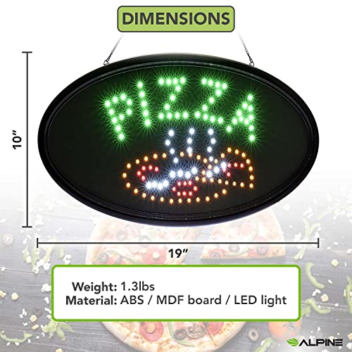 Alpine Led Pizza Neon Sign For Pizza Shop Business High Tech Tempered Glass Oval 19X10 Inch Bright Electric Display Sign Two Modes Flashing Steady Lights For Indoor Outdoor Shops Restaurant Bar Wall Window Stores (Pizza, 19" X 10") #TOP3