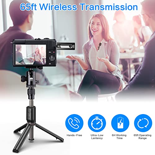 OSA Micro Cravate Sans Fil, Micro Cravate pour Camérai/iPhone/iOS/Android/PC, Microphone Plug and Play avec 2 Microphones pour Enregistrement vidéo, Vlog, TikTok, Youtube