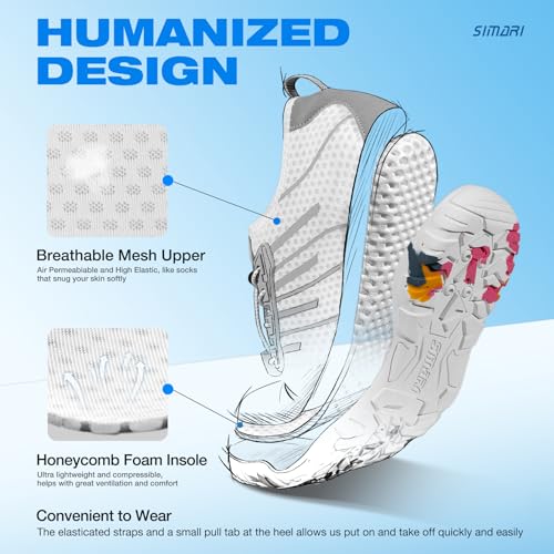 image for SIMARI Water Shoes for Women Men - Barefoot Quick-Dry Aqua Socks | Lig