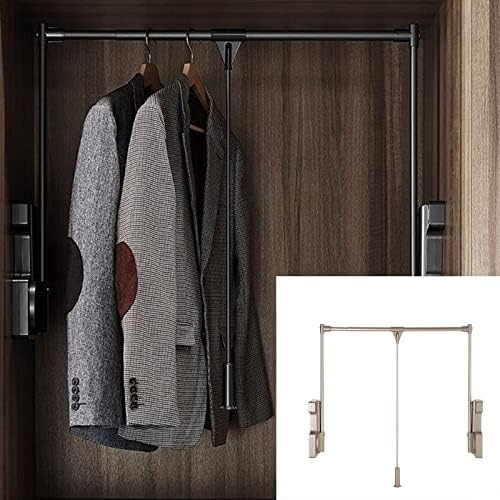 33 Lbs Load Capacity Pull Down Closet Rod Hanger,Adjustable Width For Hanging Clothes Wardrobe Lift Rail Organizer Storage System,Black-M