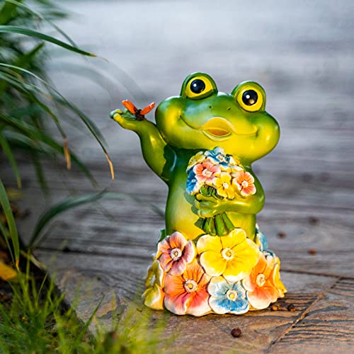 Joint Honglin Garden Animal Statues With Flowers Cute Funny Frog Cat Bunny Outdoor Solar Light For Garden Decor Outside,Outdoor Statues And Sculptures For Yard #TOP1