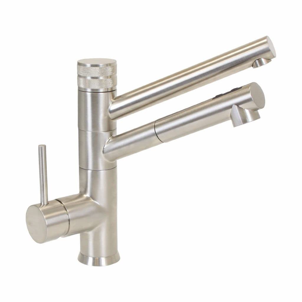Cabezal de ducha para grifo de diseño de tres vías, CUCINA IDEALE, ducha de mano conmutable (aspecto de acero inoxidable)