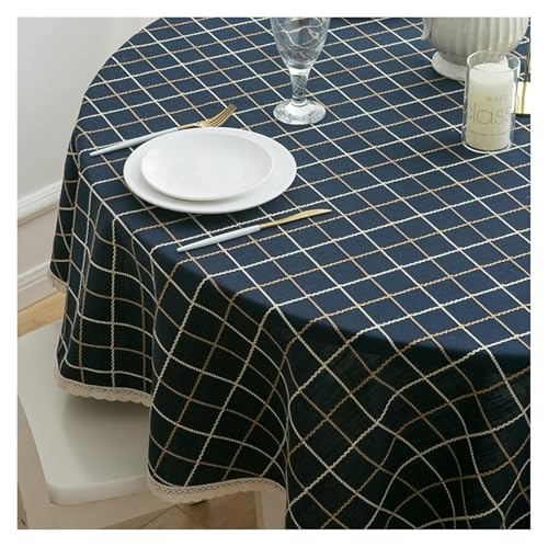 Nappe de Table Ronde à Carreaux pour Décoration de Table à Manger - 8