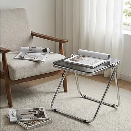 Image of The Artment Gray GlacierTray Foldable Transparent Acrylic End Table, Multi-Purpose Side Table, Serving Tray & Magazine Rack, Space-Saving for Modern Living Spaces | Use for Home & Office