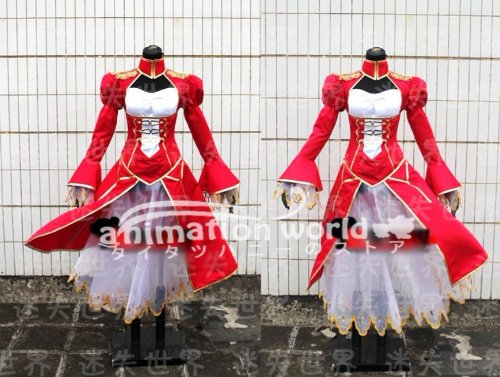 DK1760 コスプレ衣装♪ Fate/Zero、fate/stay night セイバー（Saber）戦斗装 赤 コスチューム、コスプレ Amazon.co.jp: コスプレ衣装♪ Fate/Zero、fate/stay night セイバー