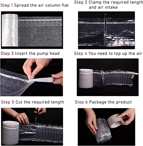 Bubble Cushioning Wrap Roll,6Inx164Ft,Inflatable Air Column Wrap For Heavy Duty Packing/Moving,Breakable Shipping Supplies,Packing Materials,With 30 Fragile Stickers And Pump #TOP5