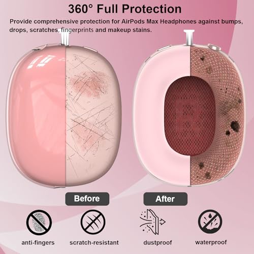 Silicone Case Cover for Airpods Max Headphones Anti-Scratch Ear Pad Case Ear Cups Headband Cover for Airpods Max 3-in-1 Accessories Case Protector for Airpods Max (TPU Pink) - Image 3