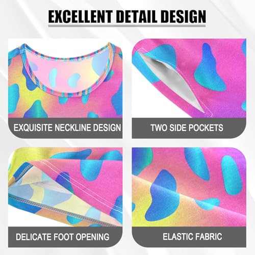 ALAZA Rainbow Leopard Abstract Pajamas Set Short Sleeve Cotton Sleepwear Summer Pjs 2 Piece 5-14Y4