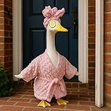 Fall Goose Outfit for 23'' H Porch Cement Statue Pink Cute Goose Skirt Costume for Harvest Outdoor Yard Lawn Patio Decor