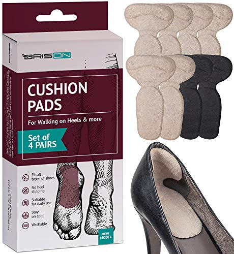 Heel Cushion Pads for Women and Men - 4 Pairs - Comfortable Suede