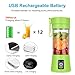 Portable Blender USB Rechargeable, Cordless Mini Personal Blender Juicer Cup, Single Serve Smoothie Blender Fruit Mixer, Small Travel Blender with 110-Watt Base - Shakes, Smoothies, Baby Food