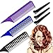 Produktbild 3 Größen Strähnenkamm Haarkamm, Premium Nadelstielkamm, Styling Kamm zum Färben und Flechten Der Haare, Professionelle Antistatische Friseurkammzähne Rattail Comb Inklusive 3 Clips, Unisex (Blau)
