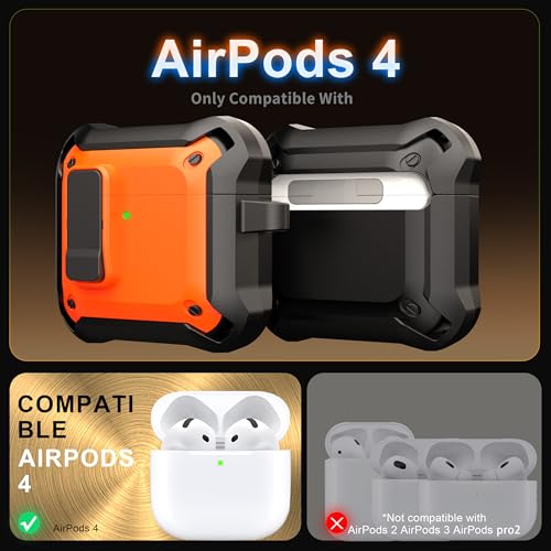 Image of RFUNGUANGO for AirPods 5 /4 Case (2026 /2024) with Lock, Orange