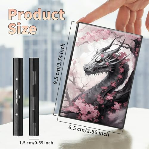 Slim Credit Card Holder, Pink Sakura Dragon RFID Blocking Metal Wallet for Men & Women, Aluminum Minimalist Hard Case Pocket-Sized Business Cards Organizer (Fits Up to 10 Cards)2