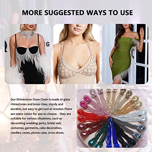 Dowarm 10 Yards 4Mm Crystal Rhinestone Chain Trim For Sewing Crocs Shoes, Ss16 Rhinestone Chain For Craft Cups Jewelry Wedding Bouquet Diy Decoration, Sewing Close Chain Trim, Dark Blue / Sapphire #TOP5