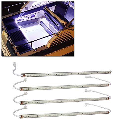 LEDGlow 4pc White LED Boat Marine Deck Under Gunnel & Cabin Accent Lighting Kit - 24