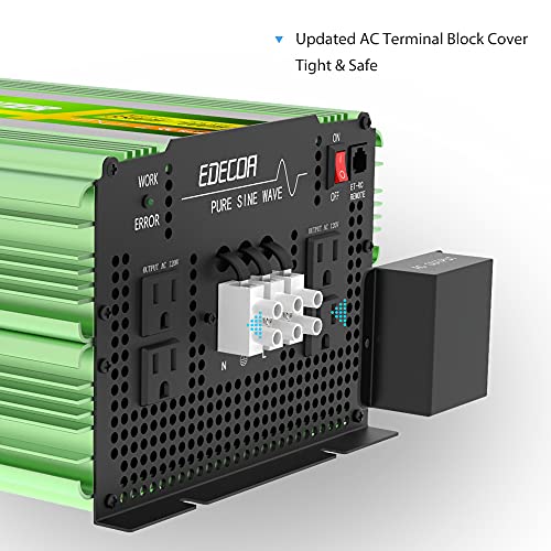 Edecoa 3500 Watt 24V Pure Sine Wave Power Inverter Dc 24V To 120V 110V Ac With Lcd Ac Terminal Block (3500W/24V V3.1 (Et-Rc Remote)) #TOP2