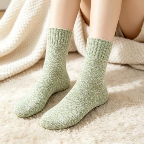 Image of Wool Socks for Women, Cozy Thermal Fall Winter Hiking Alpaca Warm Think Knit Comfy Crew Calf Socks