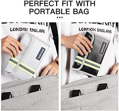 2PACK 8"x 5" Fireproof Bag, Small Fireproof Money Bag, Fireproof Wallet Bag, Cash Protecting Bag - Silicone Coating Fire & Water Resistant Safe Bag for Valuables - Money Passport Keys