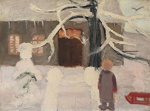 Tableaux Junge im Schnee décoration murale peinture art abstrait maison 60x90cm