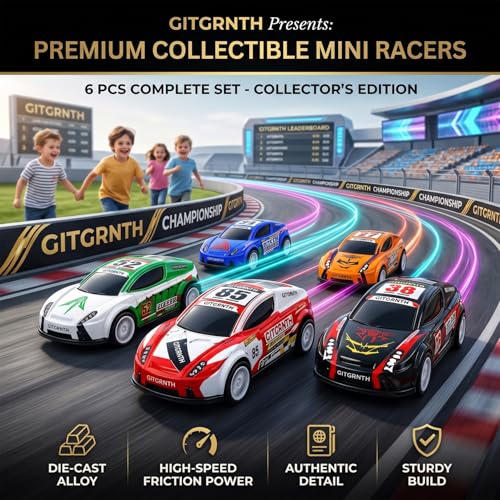 Image of GITGRNTH 6 Pic Mini Die Cast Pull Back Cars, Metal Racing Car Toys for Kids, Friction Powered Vehicle Set for Boys and Girls Age 3+ Birthday Gifts, Return Gifts and Party Favors for Boys & Girls