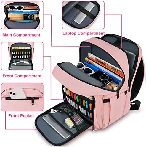 MATEIN Laptop Backpack for Women, 15.6 inch Rucksack Bag for Women with Laptop Compartment, Anti-Theft Travel Backpack for Work Business School College, Water Resistant large backpacks women, Pink