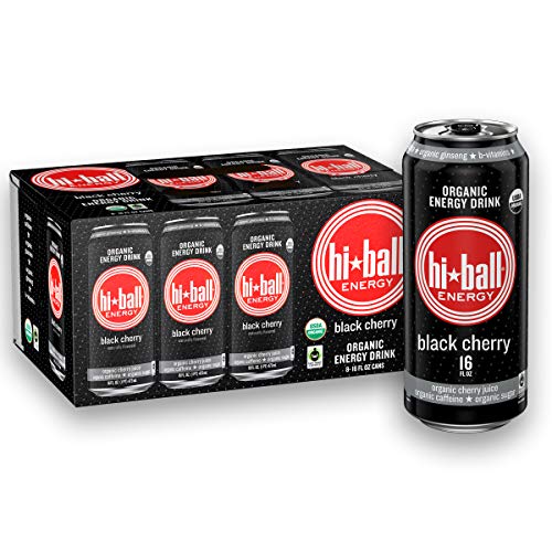 Hiball Energy Black Cherry Certified Organic Energy Drink, 16 Fluid Ounce Cans, 8