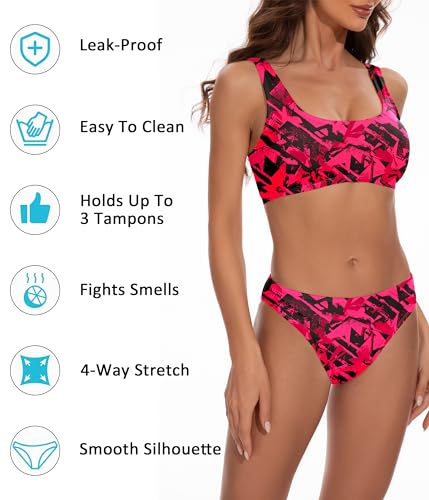 Image of Beautikini Period Swimwear for Teens Two Piece Leakproof Menstrual Bikini Swimsuit Sporty Bathing Suits for Girls Women