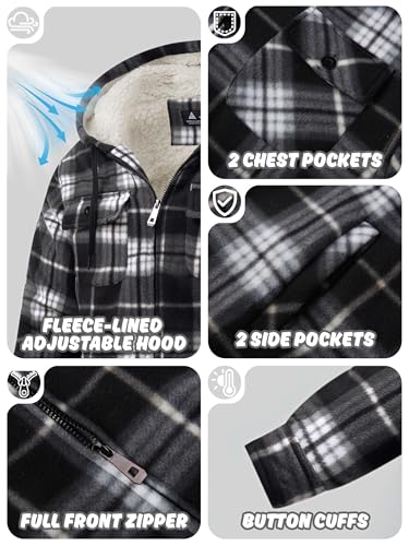 Ceoutdoor Men's Plaid Flannel Sherpa-Lined Zip-Up Hoodie Jac... - image 4