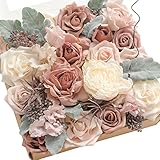 Ling's moment Natural Dusty Rose Artificial Flowers Combo for DIY Wedding Bouquets Centerpieces...