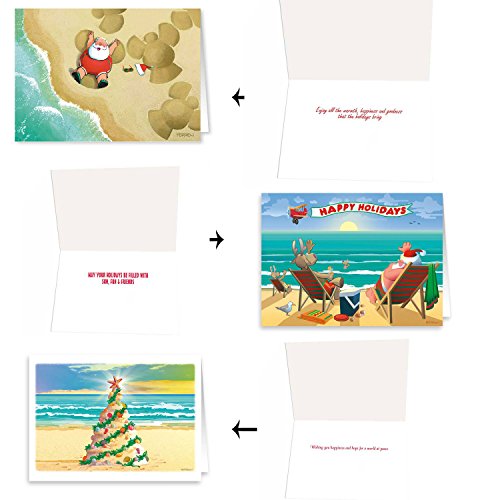 Stonehouse Collection Beach Christmas Card Variety Pack - 24 Cards & Envelopes - 8 Designs, 3 Cards Per Design - Assortment #1 #TOP3