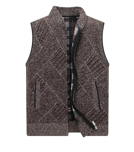 Mens Sweater Vests Casual Sleeveless Stand Collar Full Zip Fleece Knitted Cardigan Waistcoat Vest3
