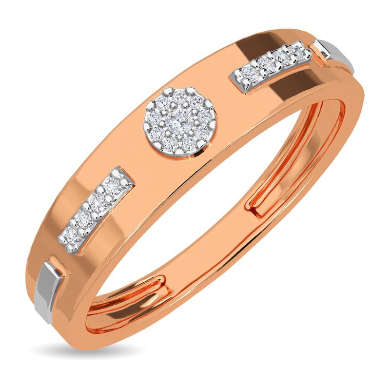 Image of KISNA 14k / 18k Real Gold & Diamond Ring | Diwali, Rakhi Rakshabandhan Gift for Brother, Husband | With Certificate of Authenticity & BIS-Hallmarked Gold Jewellery | Linear Diamond Ring For Him