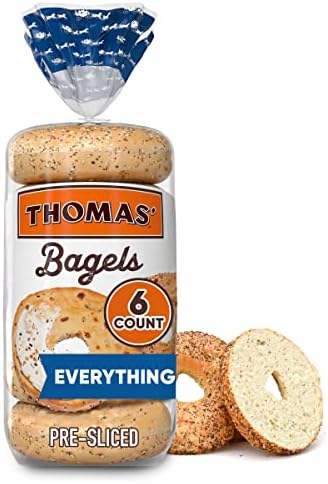 Thomasâ€™ Everything Bagels, 6 Pre-Sliced Bagels with No High Fructose Corn Syrup, 20 Oz Bag