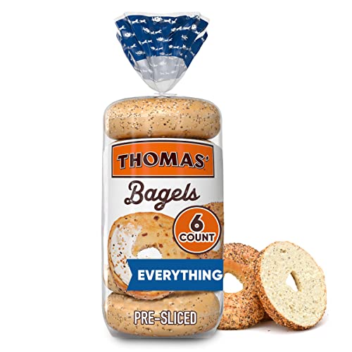 Thomasâ€™ Everything Bagels, 6 Pre-Sliced Bagels With No High Fructose Corn Syrup, 20 Oz Bag #TOP3