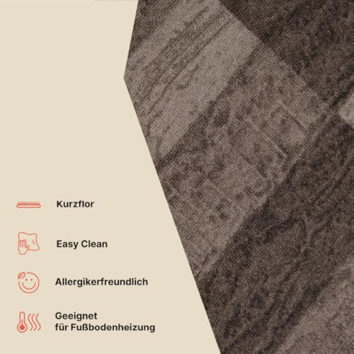 TAPISO Anti Rutsch Teppich Läufer rutschfest Brücke Meterware Modern Dunkelbraun Braun Viereck Geometrisch Design Flur Küche Wohnzimmer… – Ansicht 5