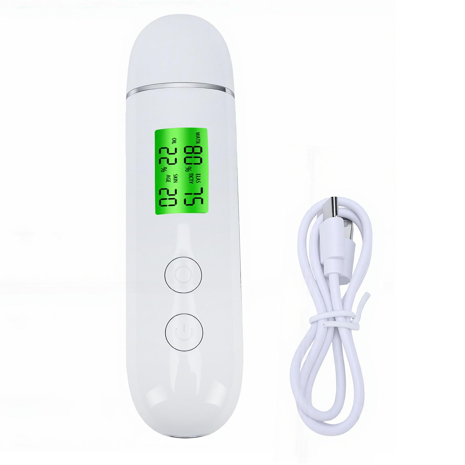 Yinhing Medidor de Hidratación de la Piel, Analizador de Grasa Cutánea, Medidor de Humedad de la Piel con Pantalla LCD Grande, Detección de Agentes Fluorescentes UV, 8 Memorias para el (WHITE)