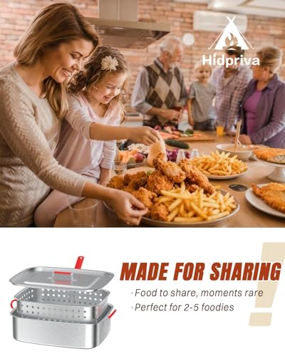 Image of 18QT Fish Fryer Pot with 18QT Basket, Aluminum Deep Fryer with Lid, Thermometer & Tongs, Outdoor Frying Pot for Fish, Chicken Wings & French Fries