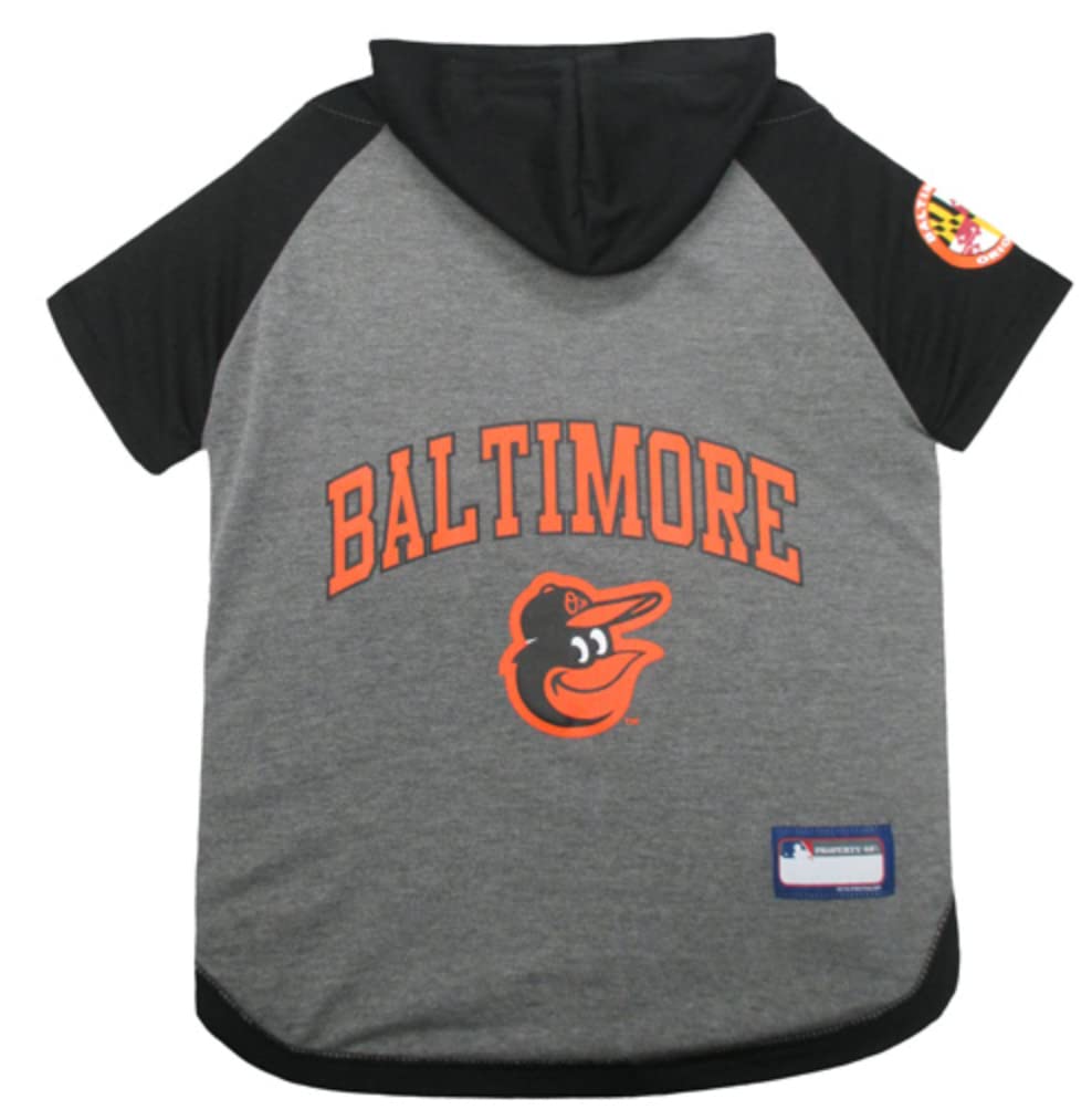 MLB Hoodie Shirt for Dogs & Cats - Baltimore Orioles Dog Hooded T-Shirt, Large. - MLB Team Color Hoody Vest for Baseball Fans — image 1