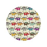 KOCHSA Nappe de table ronde et ajustée avec motif ethnique tribal éléphants - Imperméable - Pour salle à manger intérieure et extérieure - Pour table de 122 à 142 cm - Taille L