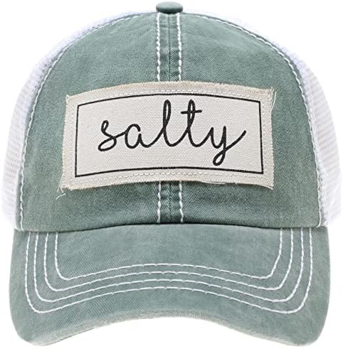 MIRMARU Women’s Baseball Caps Distressed Vintage Patch Washed Cotton Low Profile Embroidered Mesh Snapback Trucker Hat (as1, Alpha, one_Size, Salty, Sage)