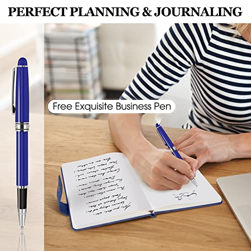 Blue Leather Blank Journal Notebook With Pen, A5 Sketchbook For Drawing, 200 Pages Of 100Gsm Thick Paper, Unlined Journal For Men & Women, Work, Travel, Writing, Hardcover Sketch Books 5.9" X 8.4" #TOP5